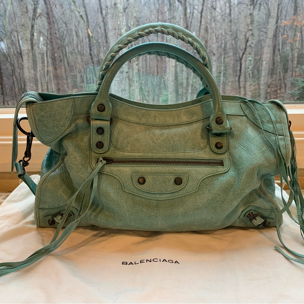 Authentic BALENCIAGA city bag in mint green